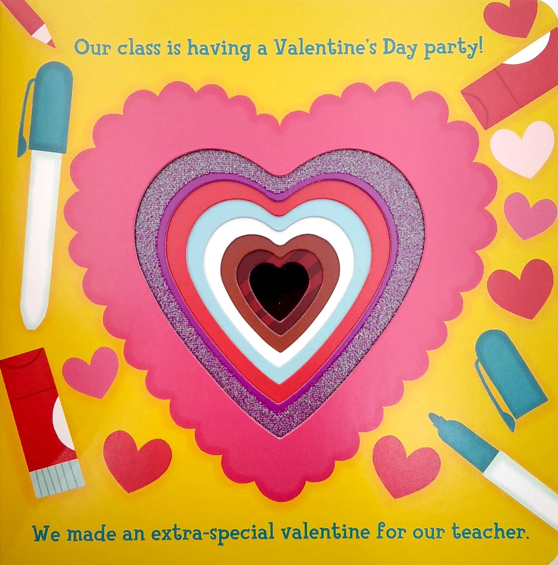 the valentine is missing! board book with cut-out reveals