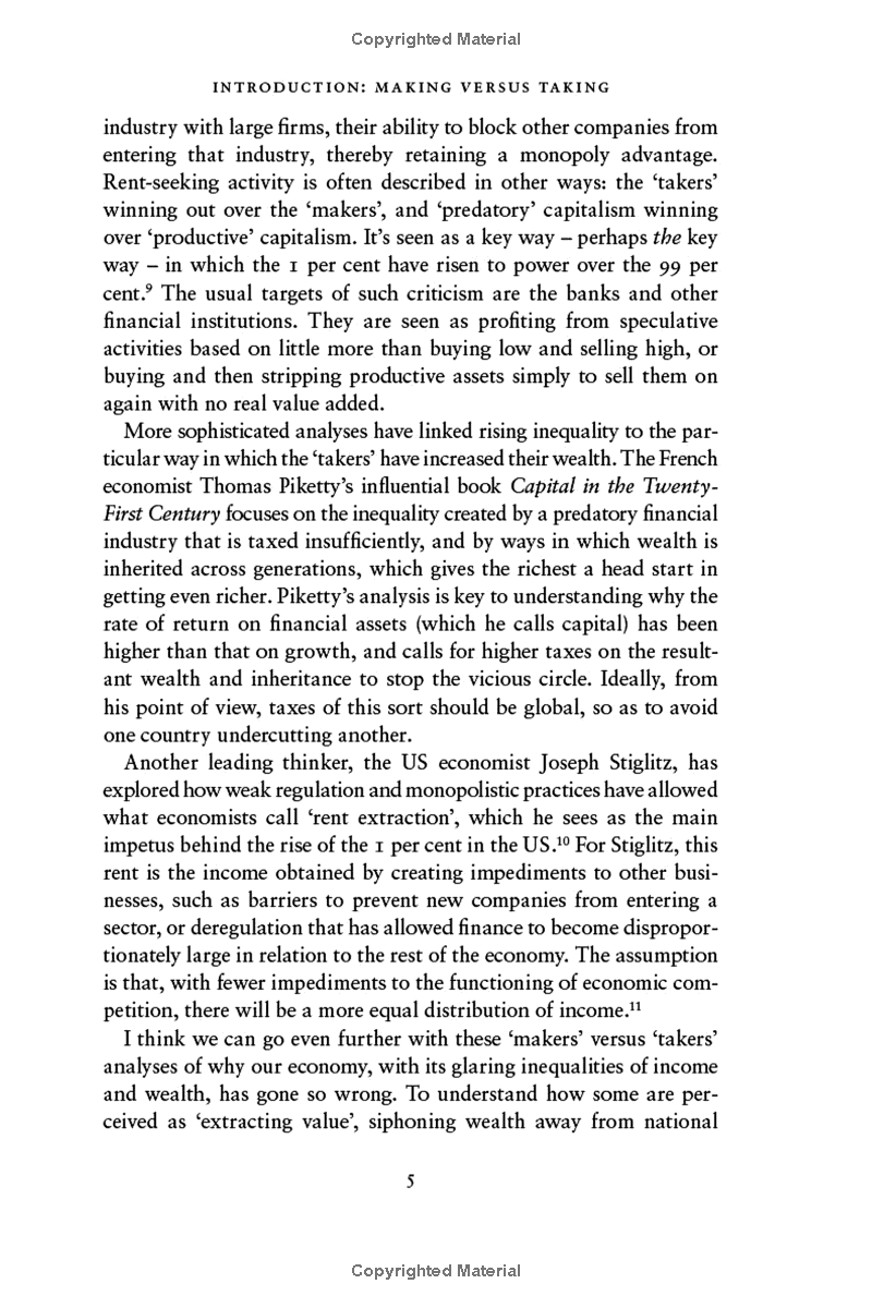 the value of everything: making and taking in the global economy