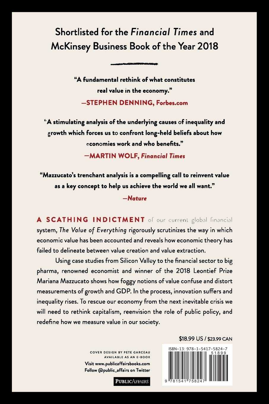 the value of everything: making and taking in the global economy