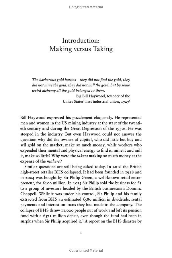 the value of everything: making and taking in the global economy