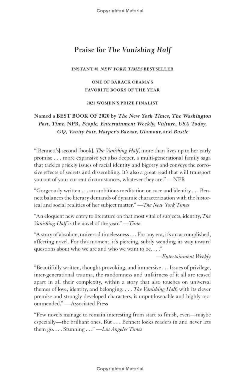 the vanishing half: shortlisted for the women's prize 2021