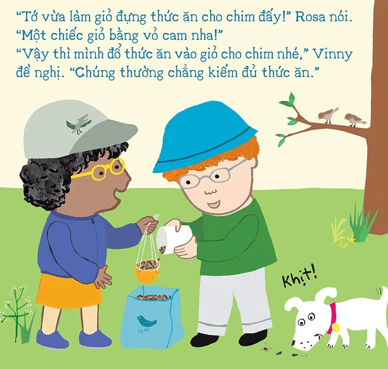 thí nghiệm vui cùng rosa - giỏ thức ăn cho chim