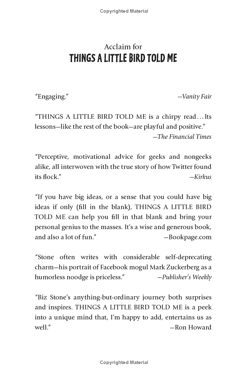things a little bird told me: creative secrets from the co-founder of twitter