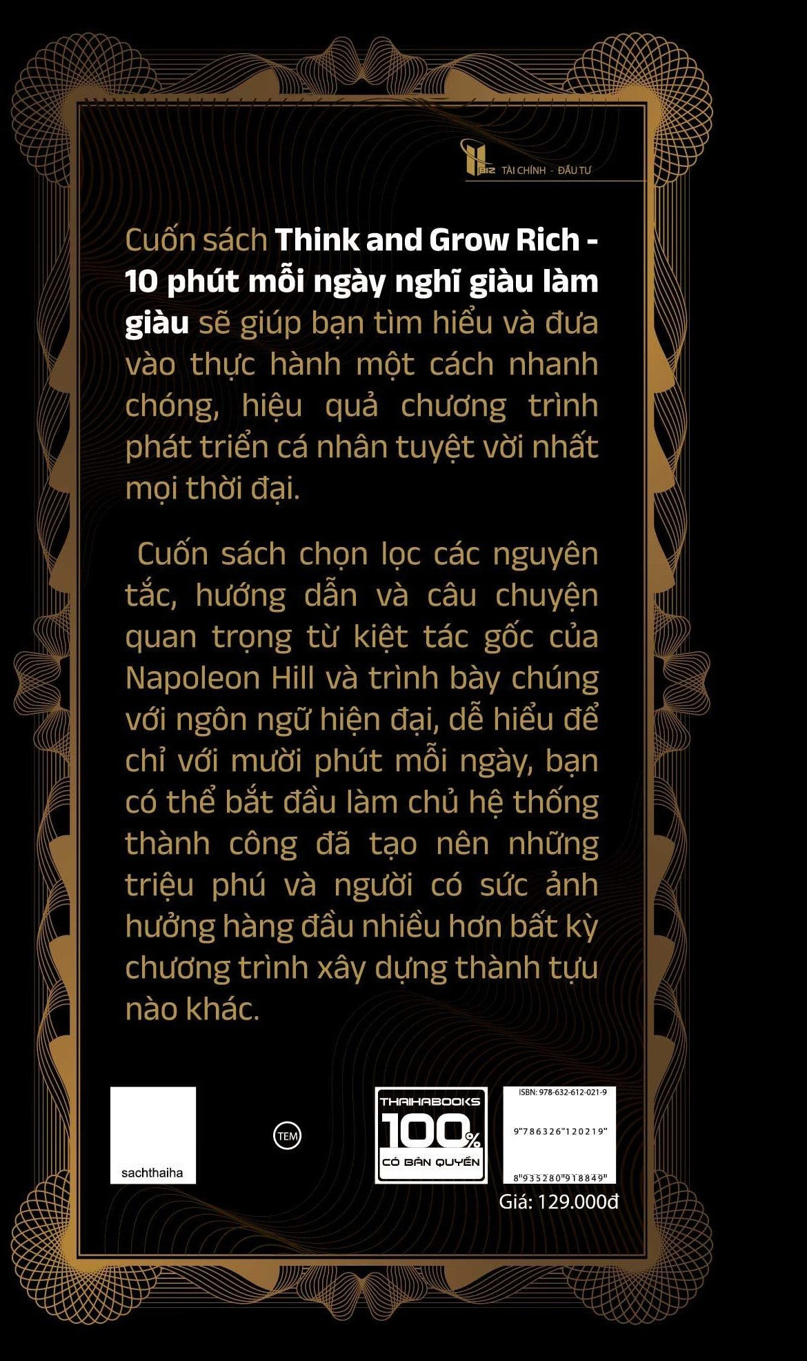 think and grow rich - 10 phút mỗi ngày nghĩ giàu làm giàu - bìa cứng
