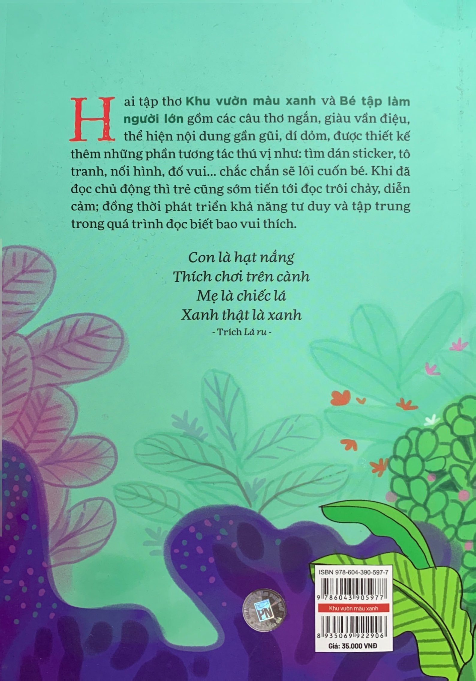 thơ cho bé tập đọc trôi chảy diễn cảm - khu vườn màu xanh