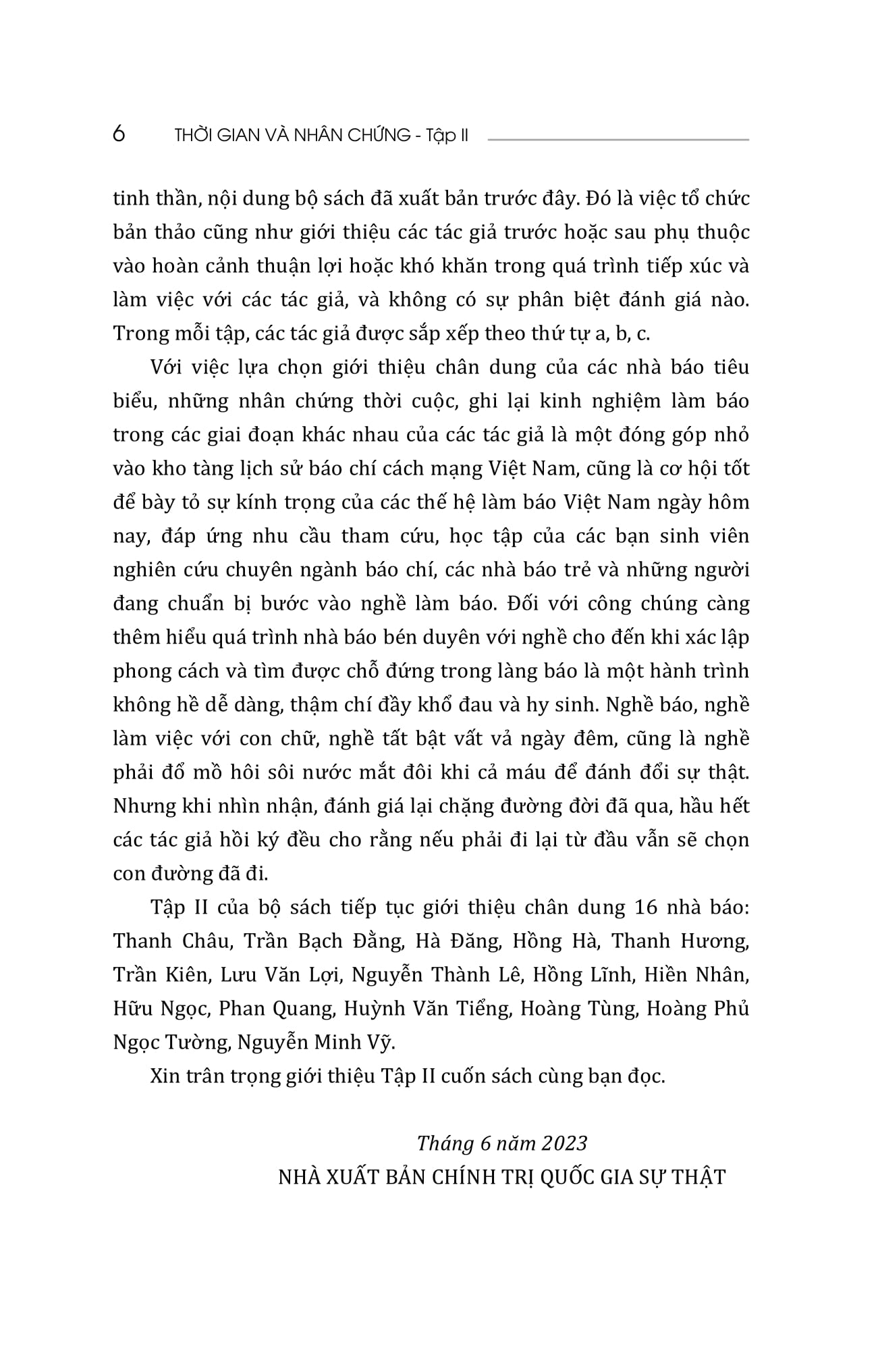 thời gian và nhân chứng - hồi ký của các nhà báo - tập ii