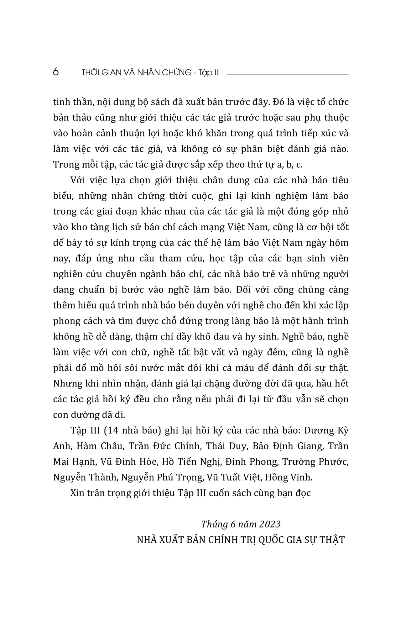 thời gian và nhân chứng - hồi ký của các nhà báo - tập iii