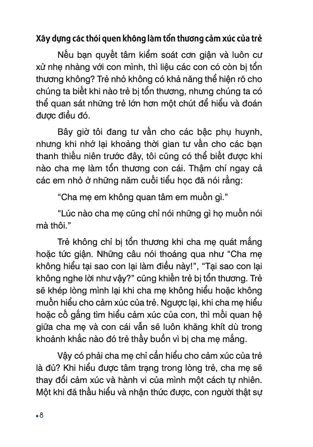 thói quen không làm tổn thương cảm xúc của trẻ