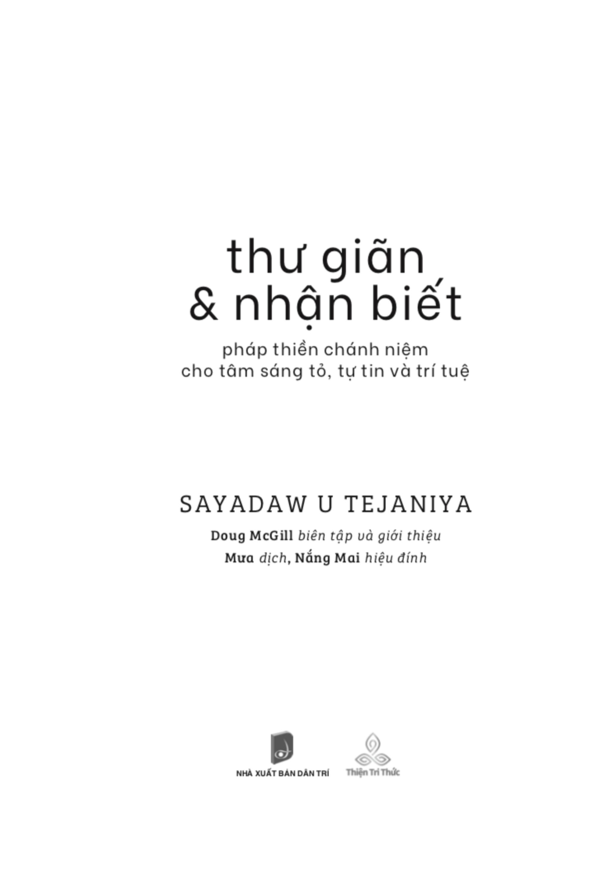 thư giãn và nhận biết - pháp thiền chánh niệm cho tâm sáng tỏ, tự tin và trí tuệ