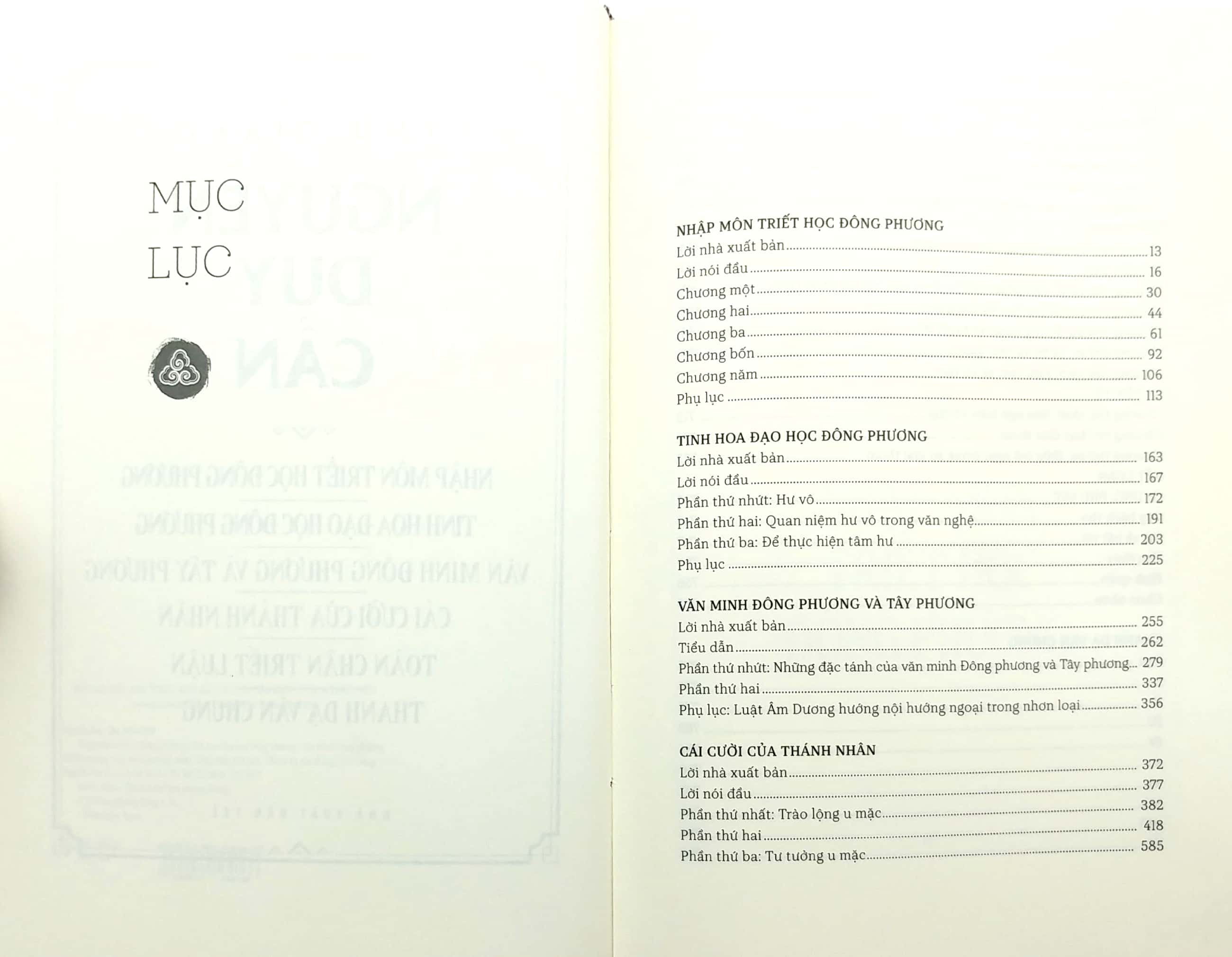 thu giang nguyễn duy cần - nhập môn triết học đông phương, tinh hoa đạo học đông phương, văn minh đông phương và tây phương, cái cười của thánh nhân, toàn chân triết luận, thanh dạ văn chung