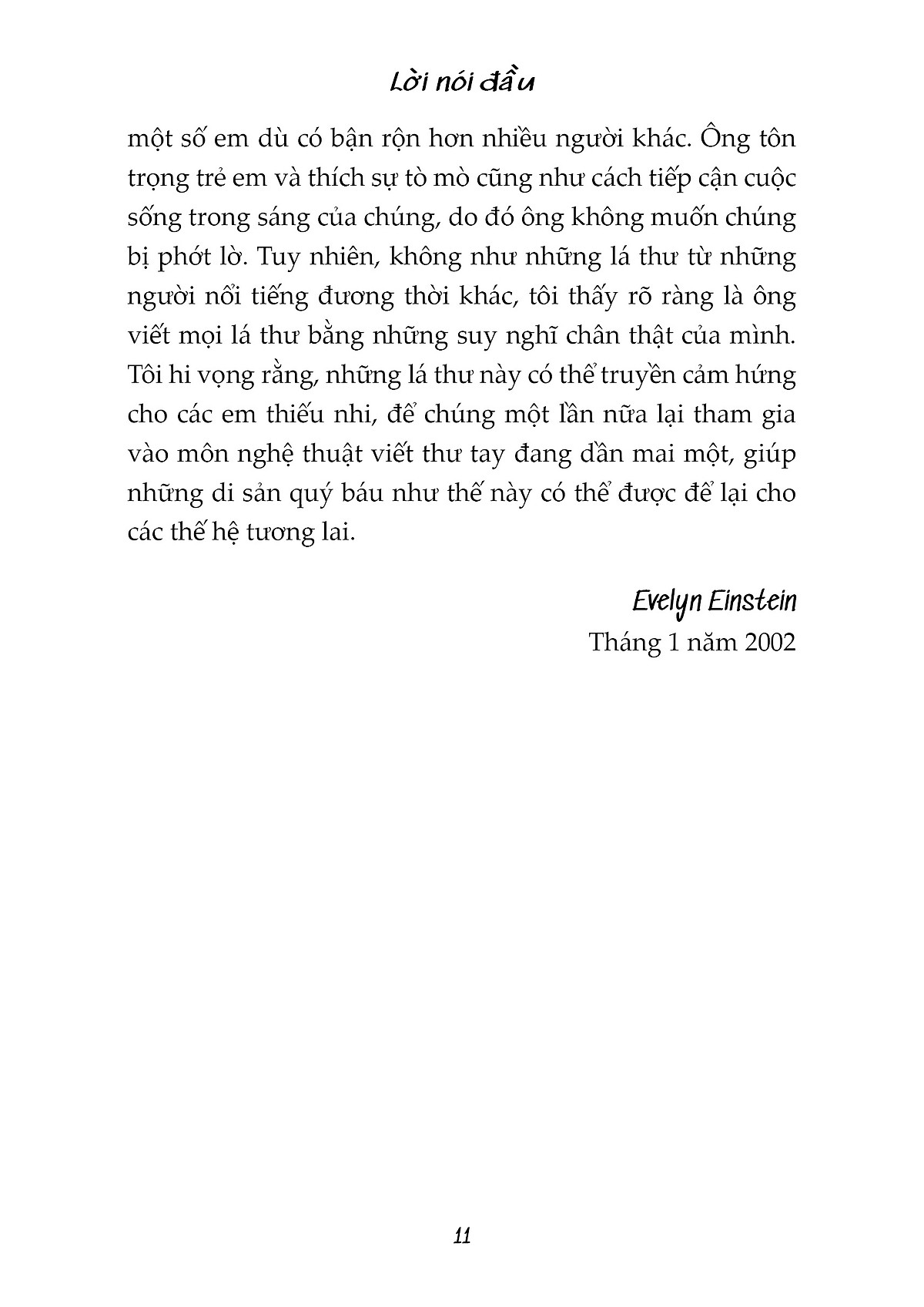 thư gửi giáo sư einstein - lời nói đầu của evelyn einstein - những lá thư của albert einstein với thiếu nhi