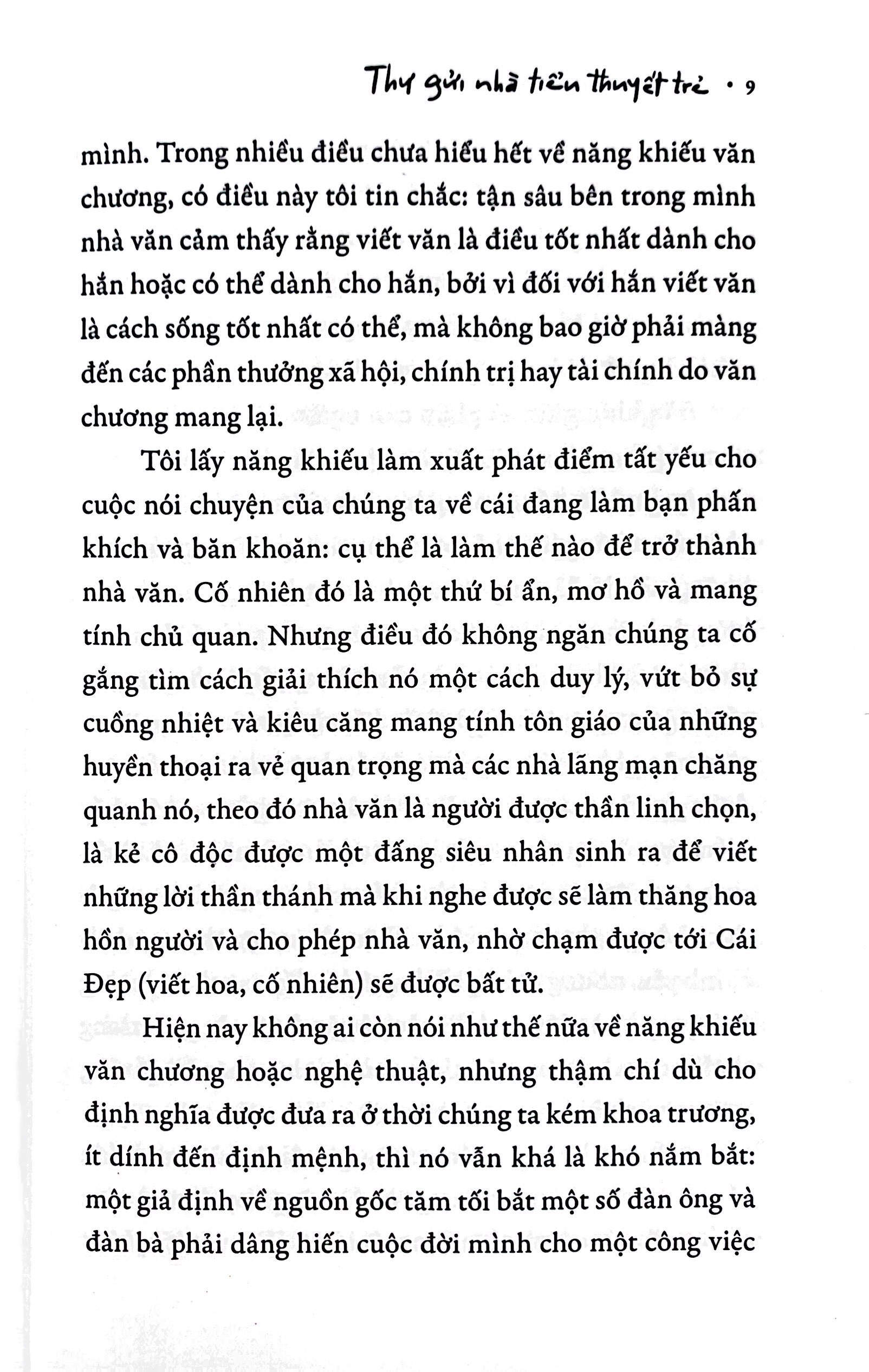 thư gửi nhà tiểu thuyết trẻ