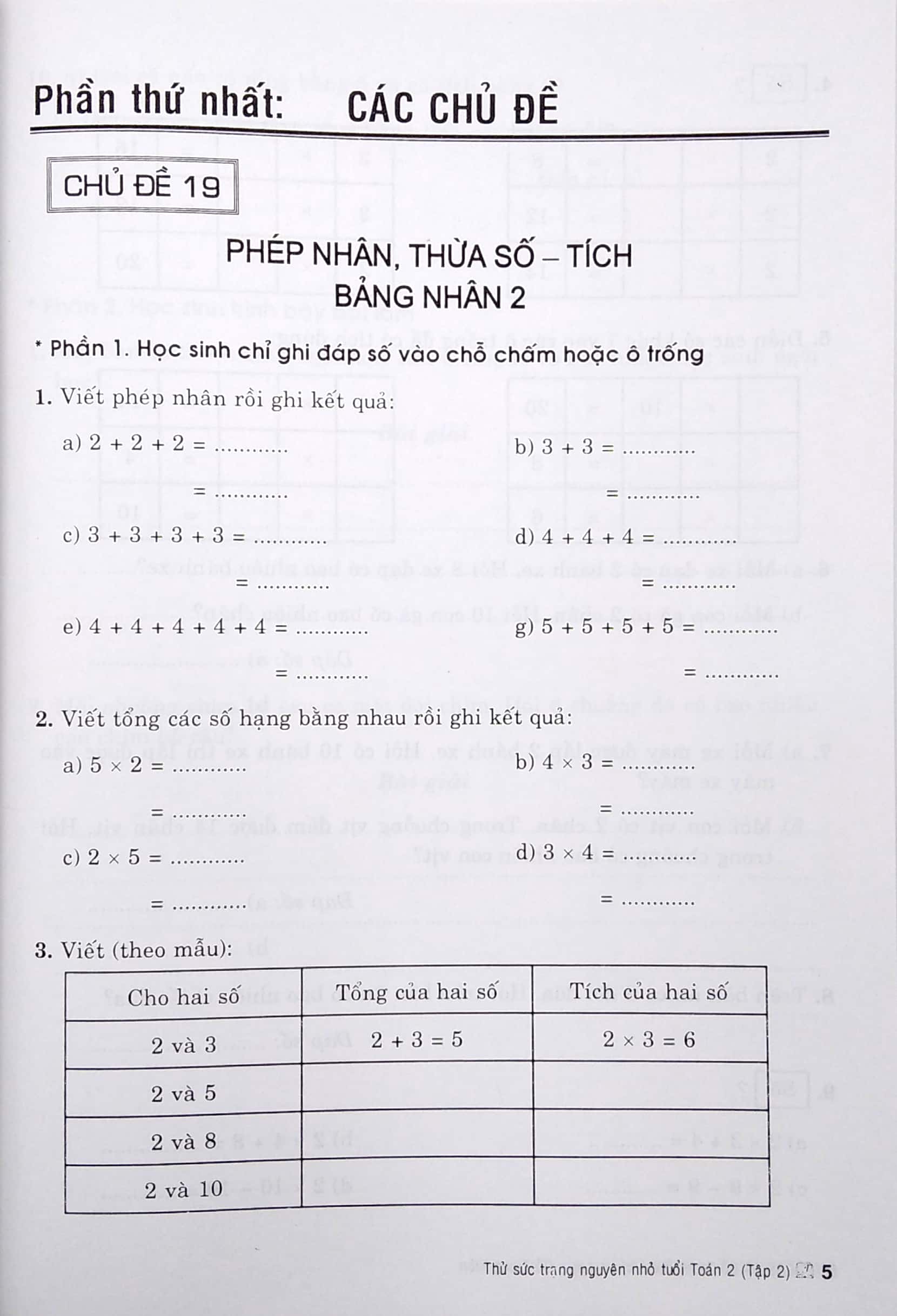 thử sức trạng nguyên nhỏ tuổi toán 2 - tập 2