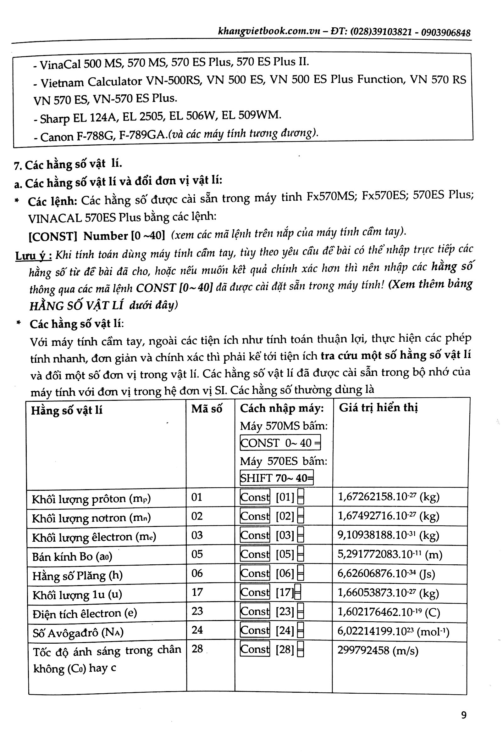 thủ thuật casio giải nhanh trắc nghiệm vật lý 12