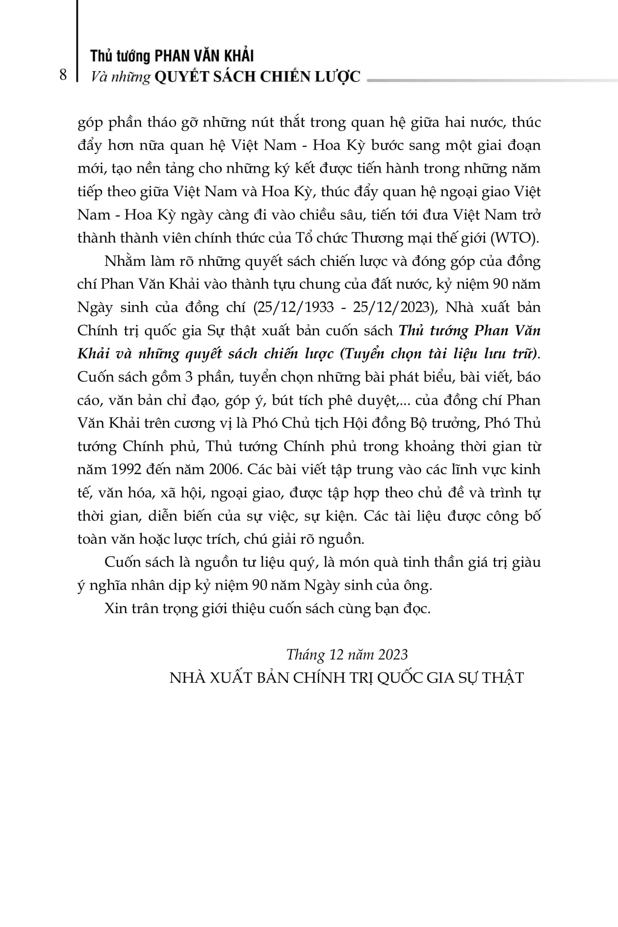 thủ tướng phan văn khải và những quyết sách chiến lược