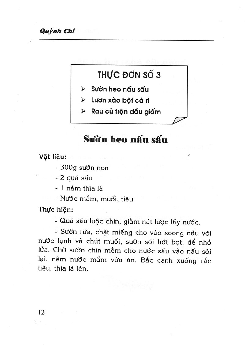 thực đơn ba món