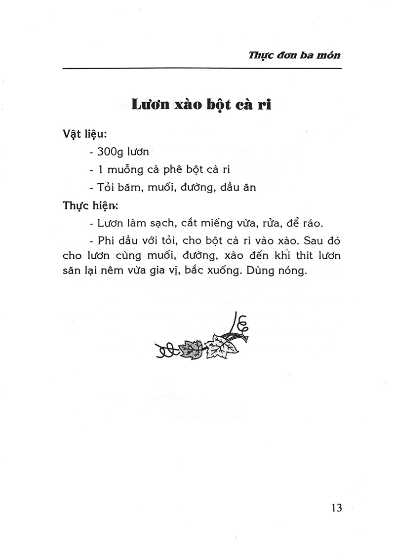 thực đơn ba món