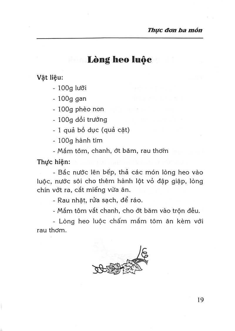 thực đơn ba món