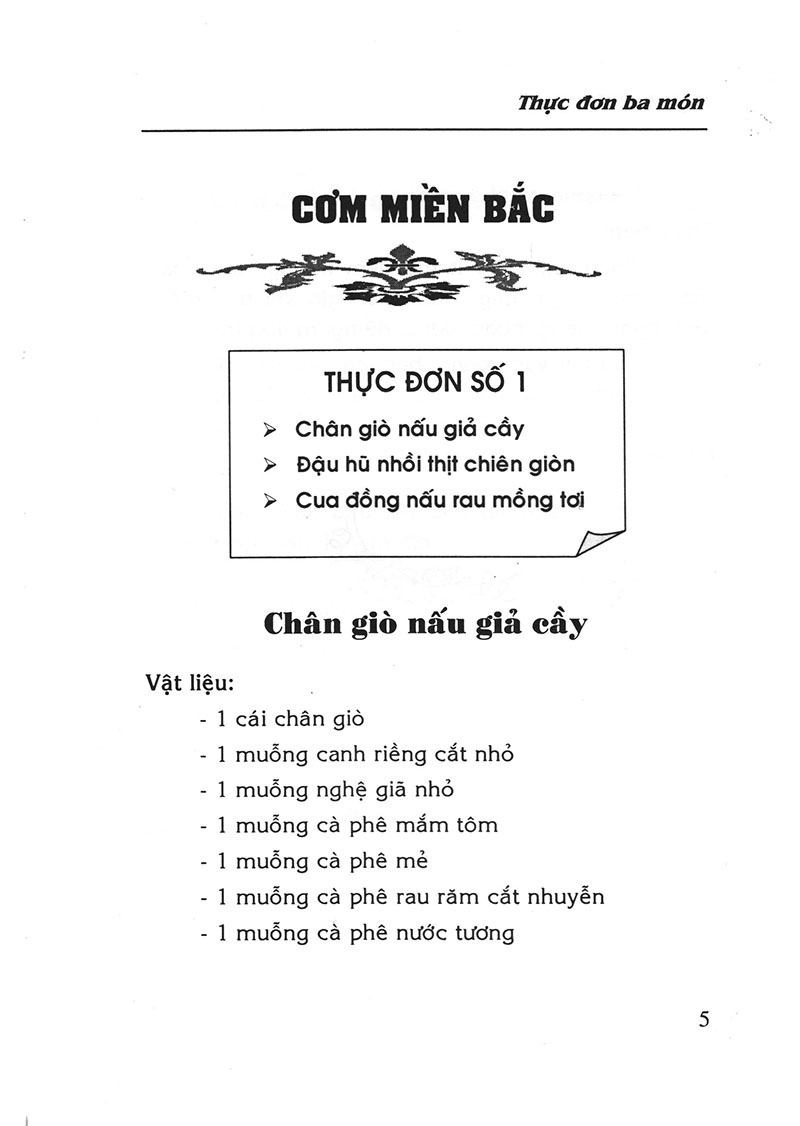 thực đơn ba món