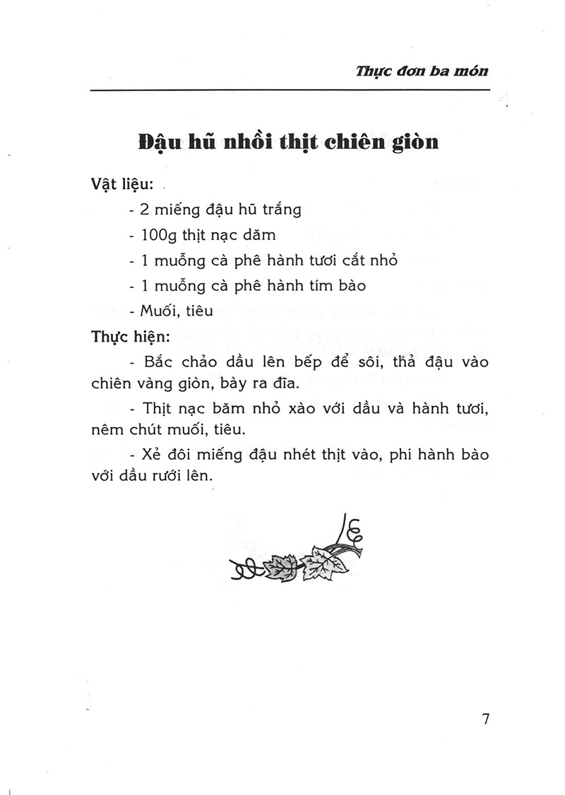 thực đơn ba món