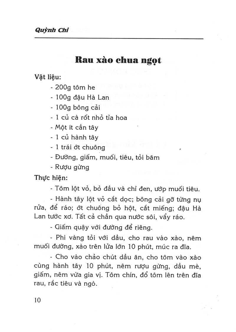 thực đơn ba món