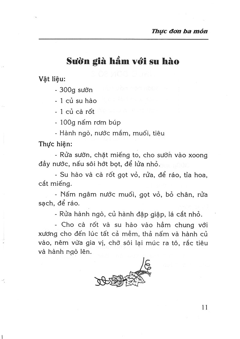 thực đơn ba món