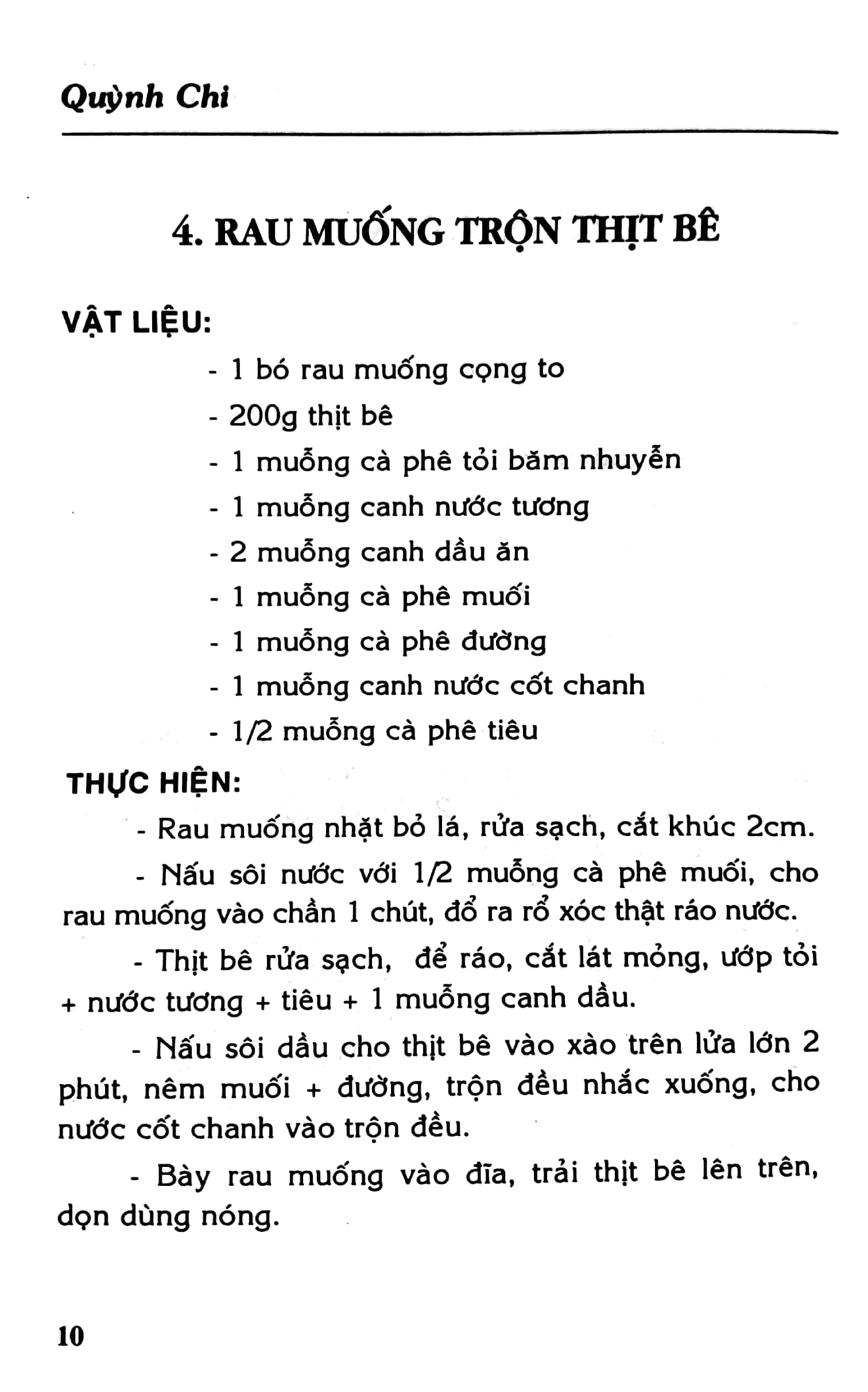 thực đơn bốn món