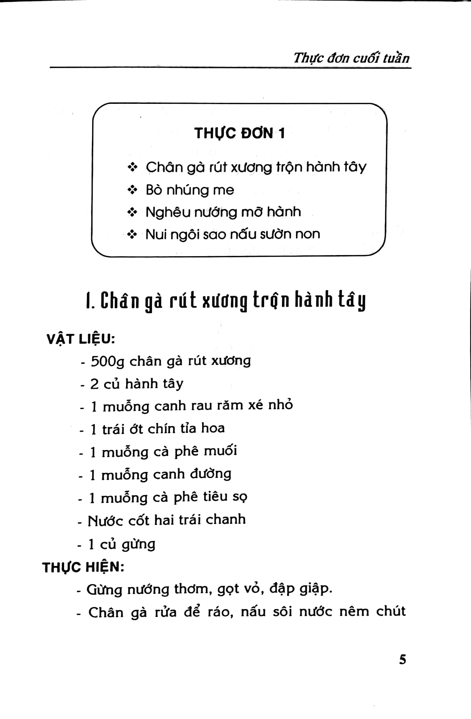 thực đơn cuối tuần