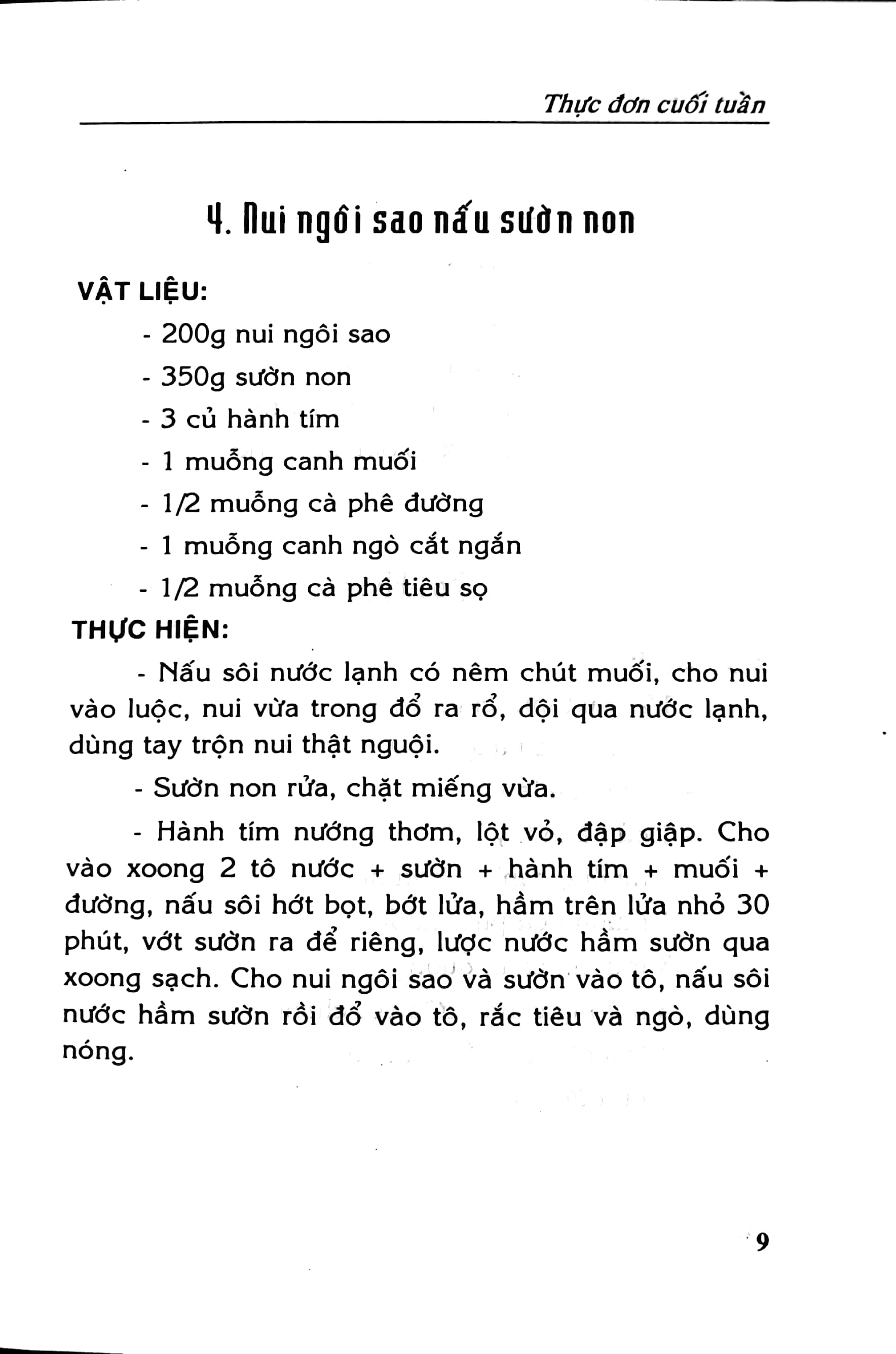 thực đơn cuối tuần