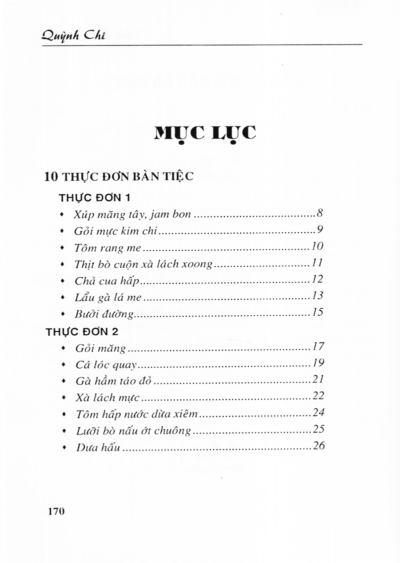 thực đơn đãi tiệc