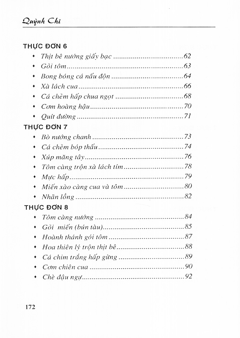 thực đơn đãi tiệc