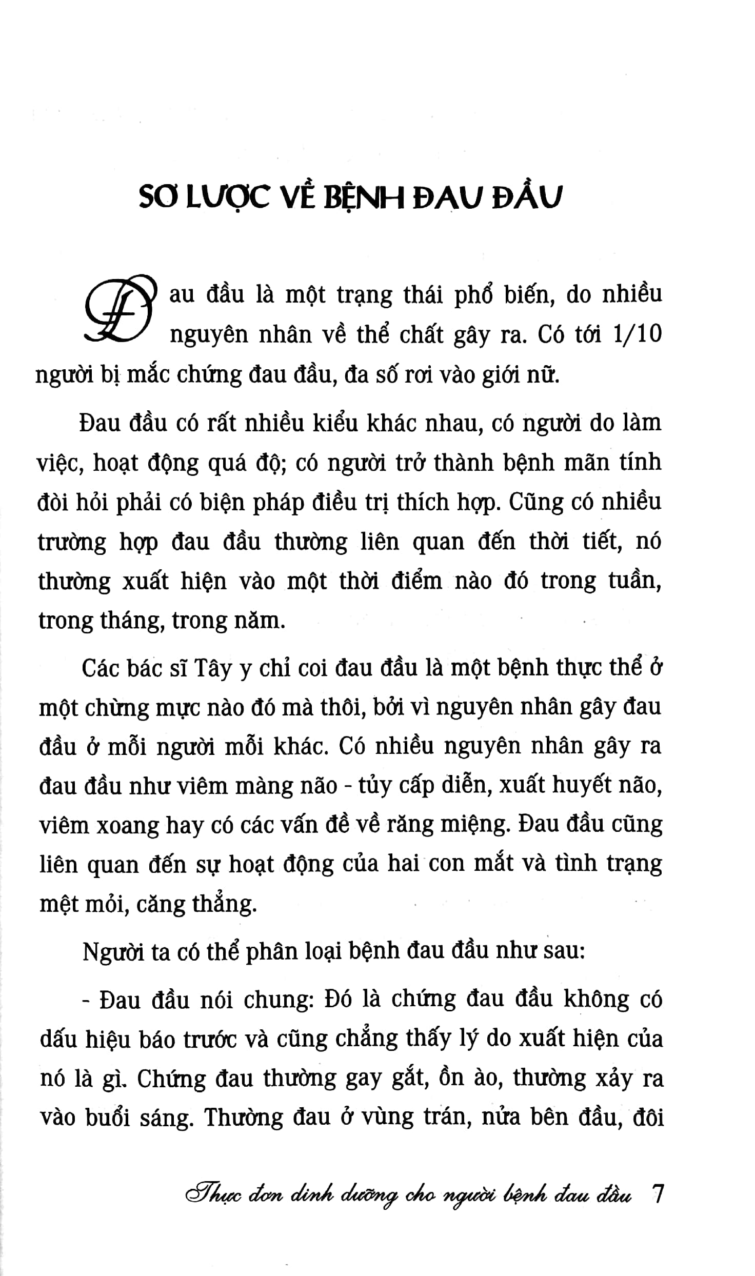 thực đơn dinh dưỡng cho người bệnh đau đầu