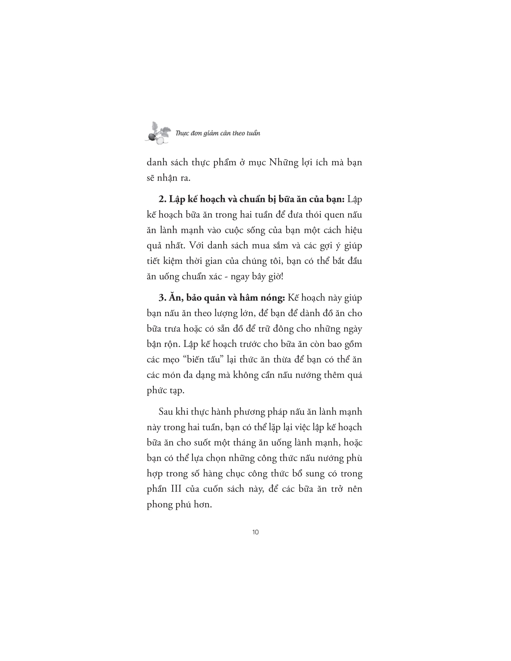 thực đơn giảm cân theo tuần