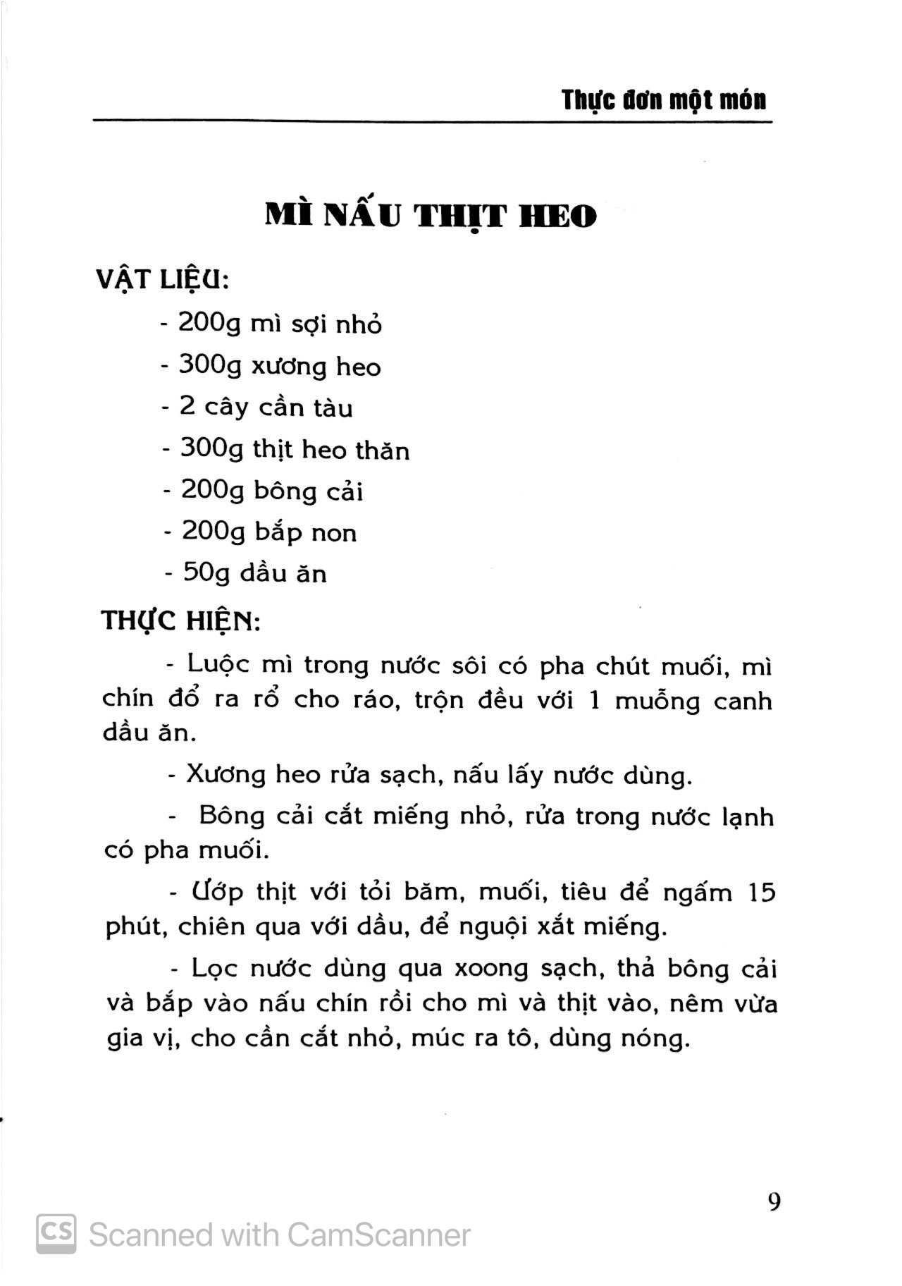 thực đơn một món nhanh, ngon, tiện lợi