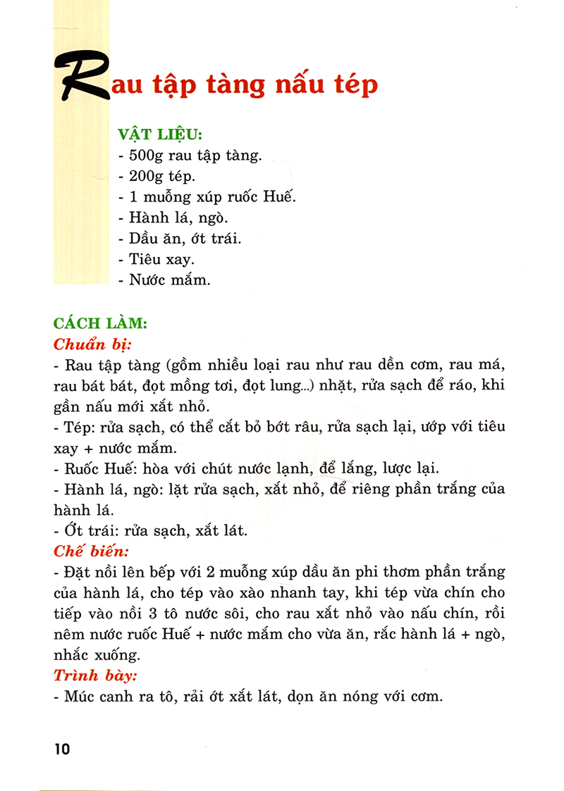 thực đơn nấu ăn gia đình - tập 1