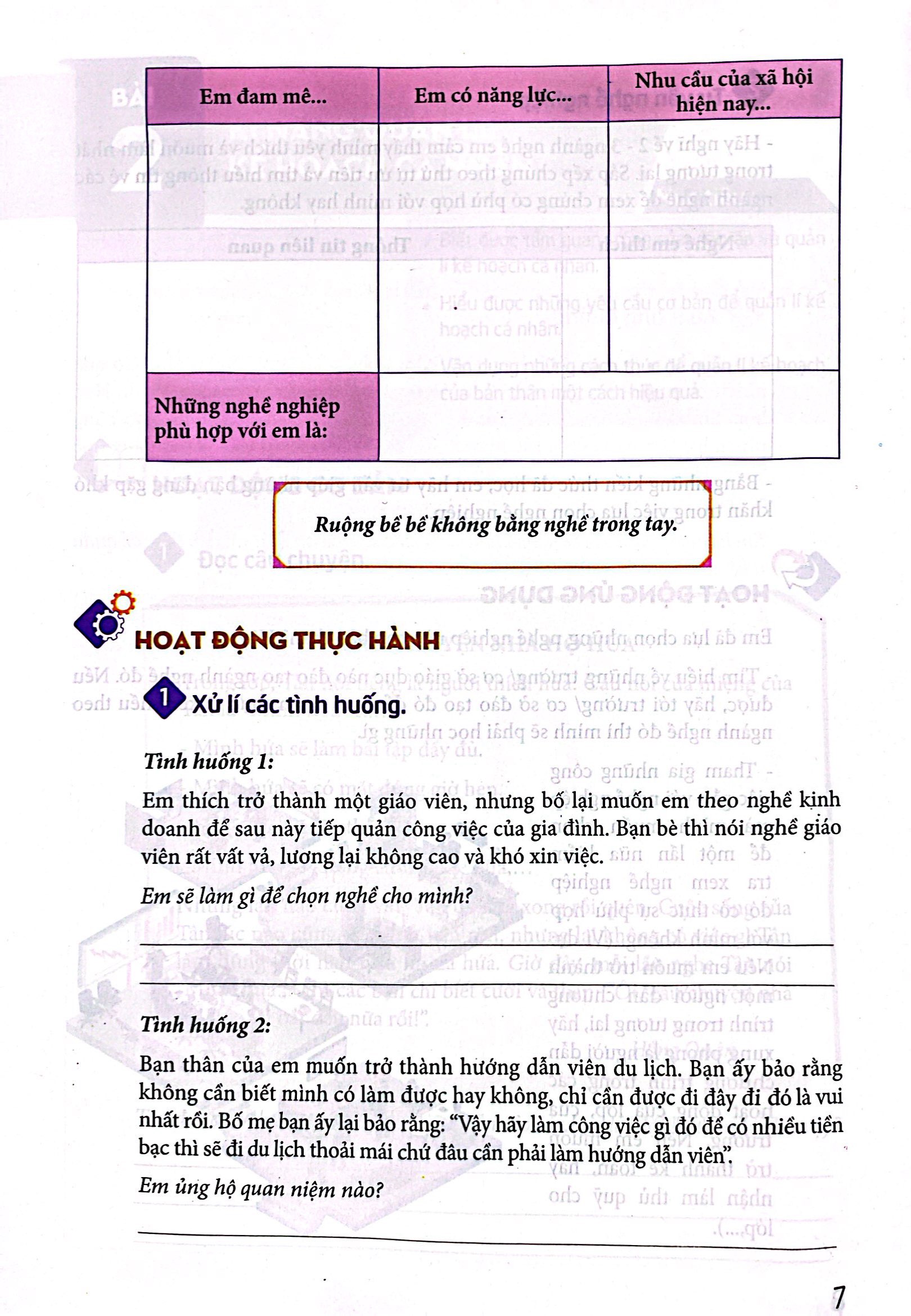 thực hành kĩ năng sống dành cho học sinh lớp 12