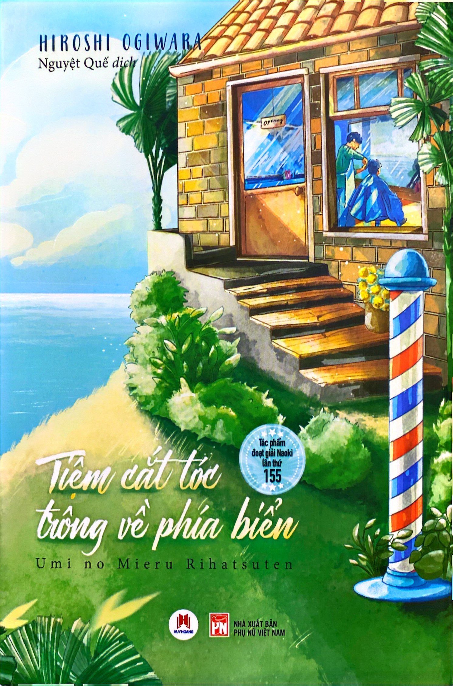 tiệm cắt tóc trông về phía biển