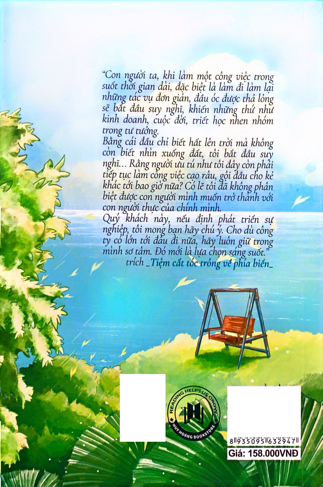 tiệm cắt tóc trông về phía biển