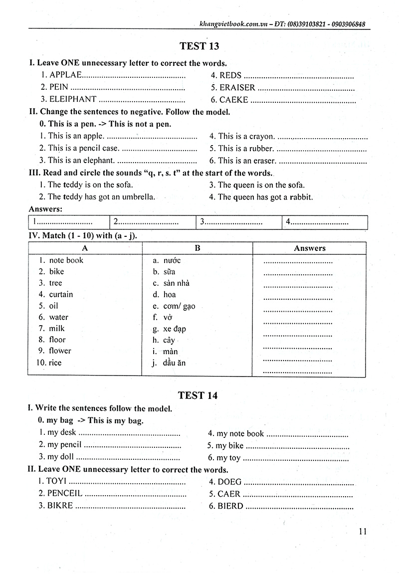 tiếng anh 1-luyện giải bộ đề kiểm tra định kỳ