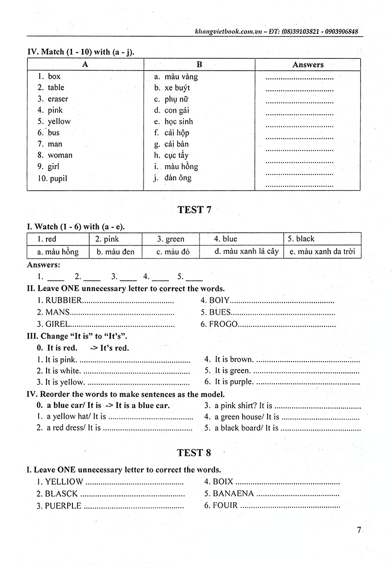 tiếng anh 1-luyện giải bộ đề kiểm tra định kỳ