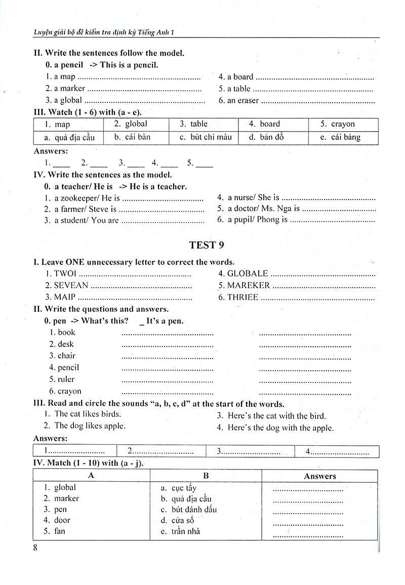 tiếng anh 1-luyện giải bộ đề kiểm tra định kỳ