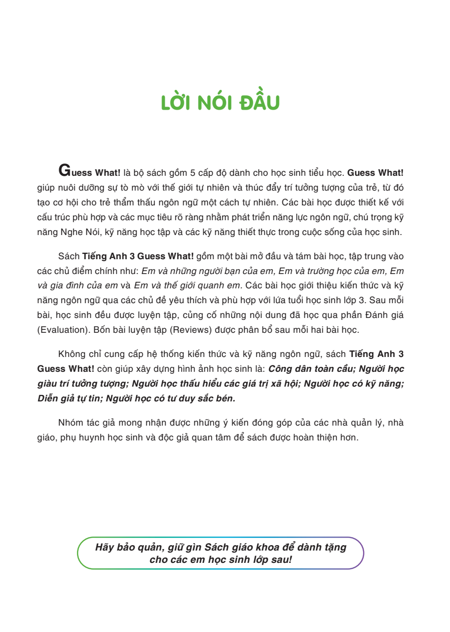 tiếng anh 3 guess what! - student's book