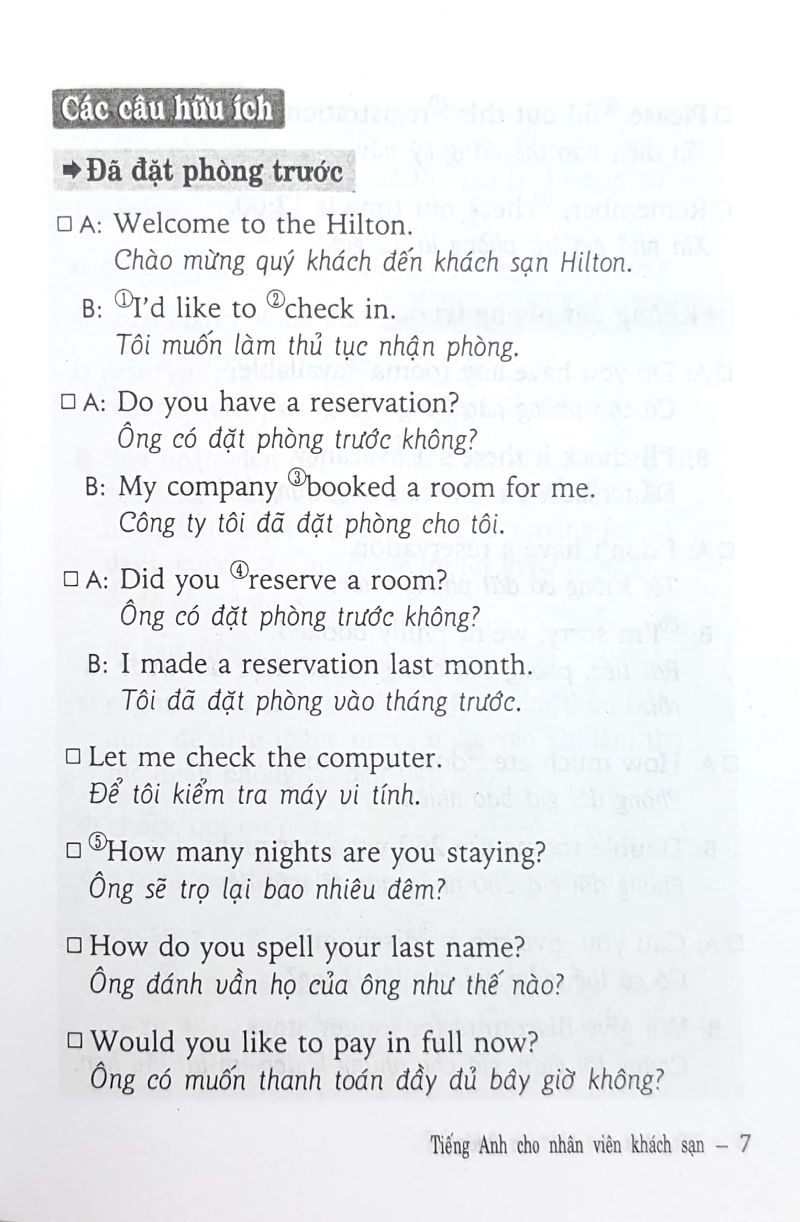 tiếng anh cho nhân viên khách sạn - sách bỏ túi