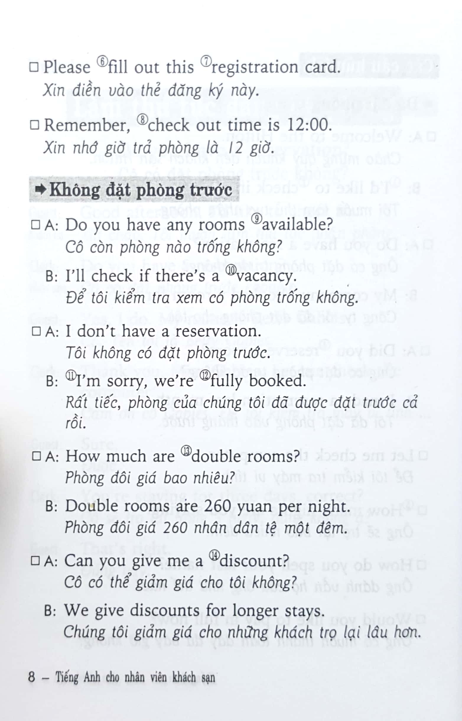 tiếng anh cho nhân viên khách sạn - sách bỏ túi