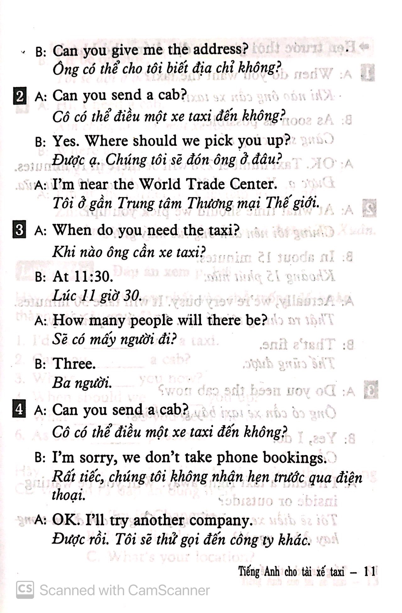 tiếng anh cho tài xế taxi