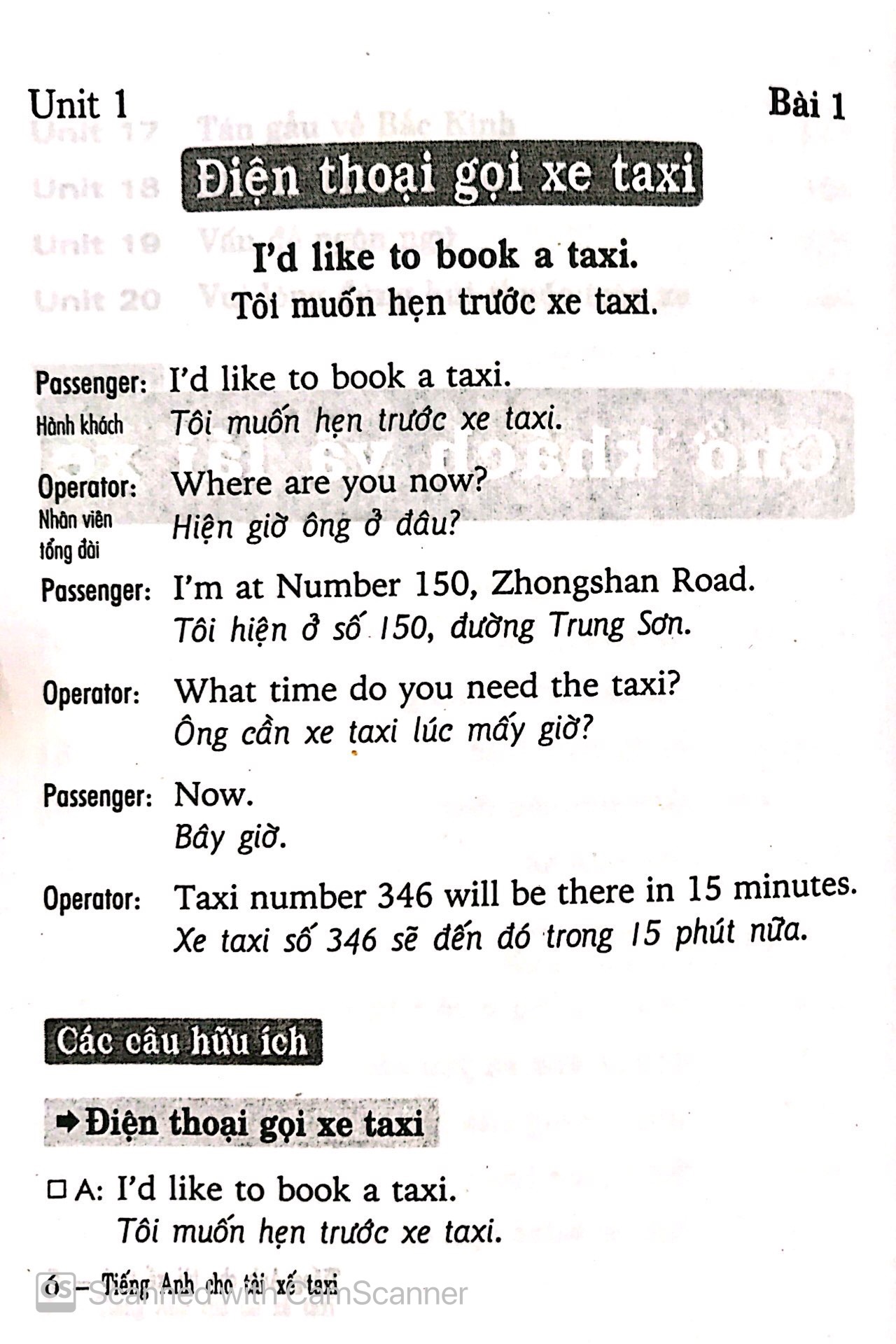 tiếng anh cho tài xế taxi