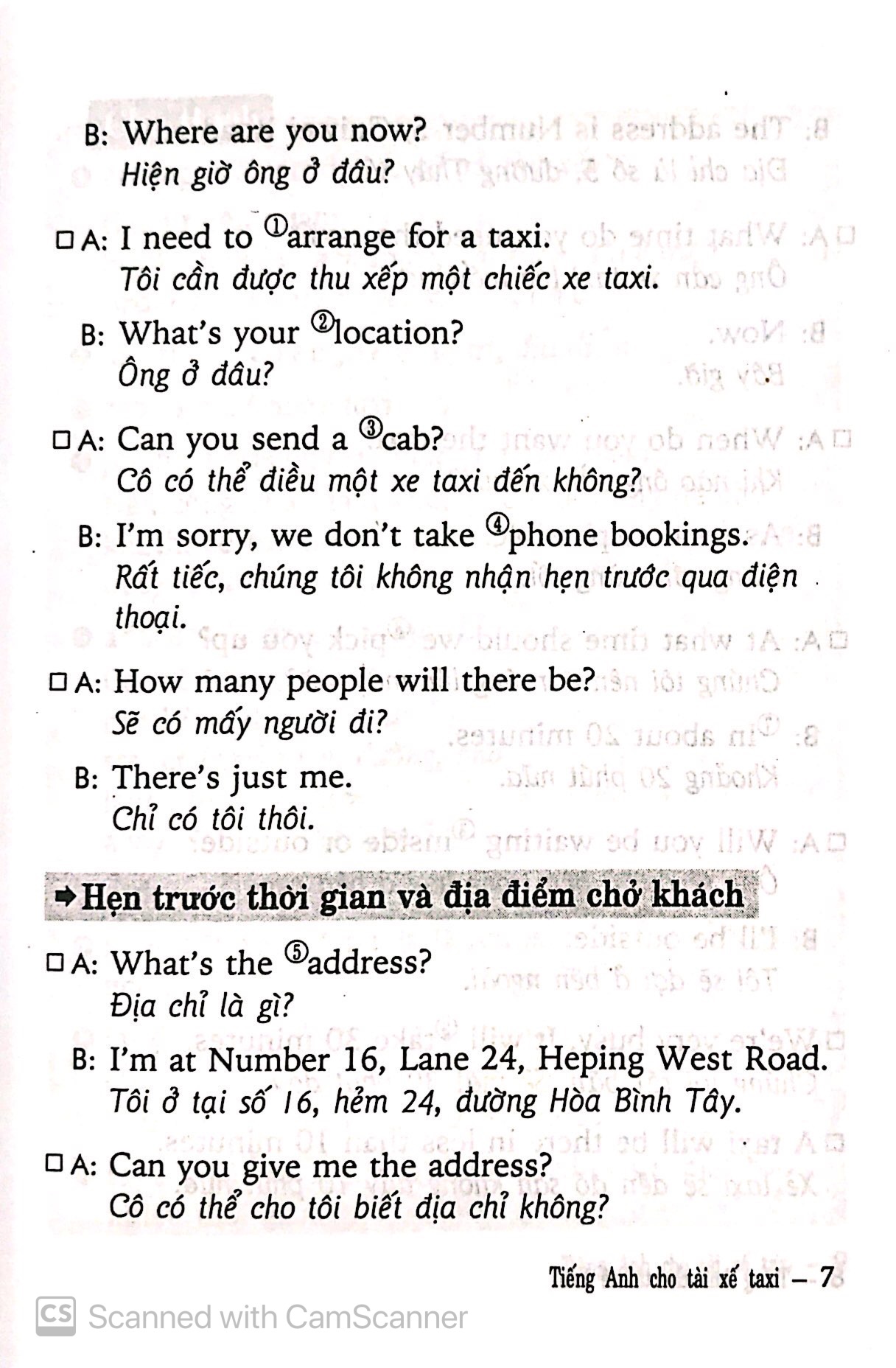 tiếng anh cho tài xế taxi