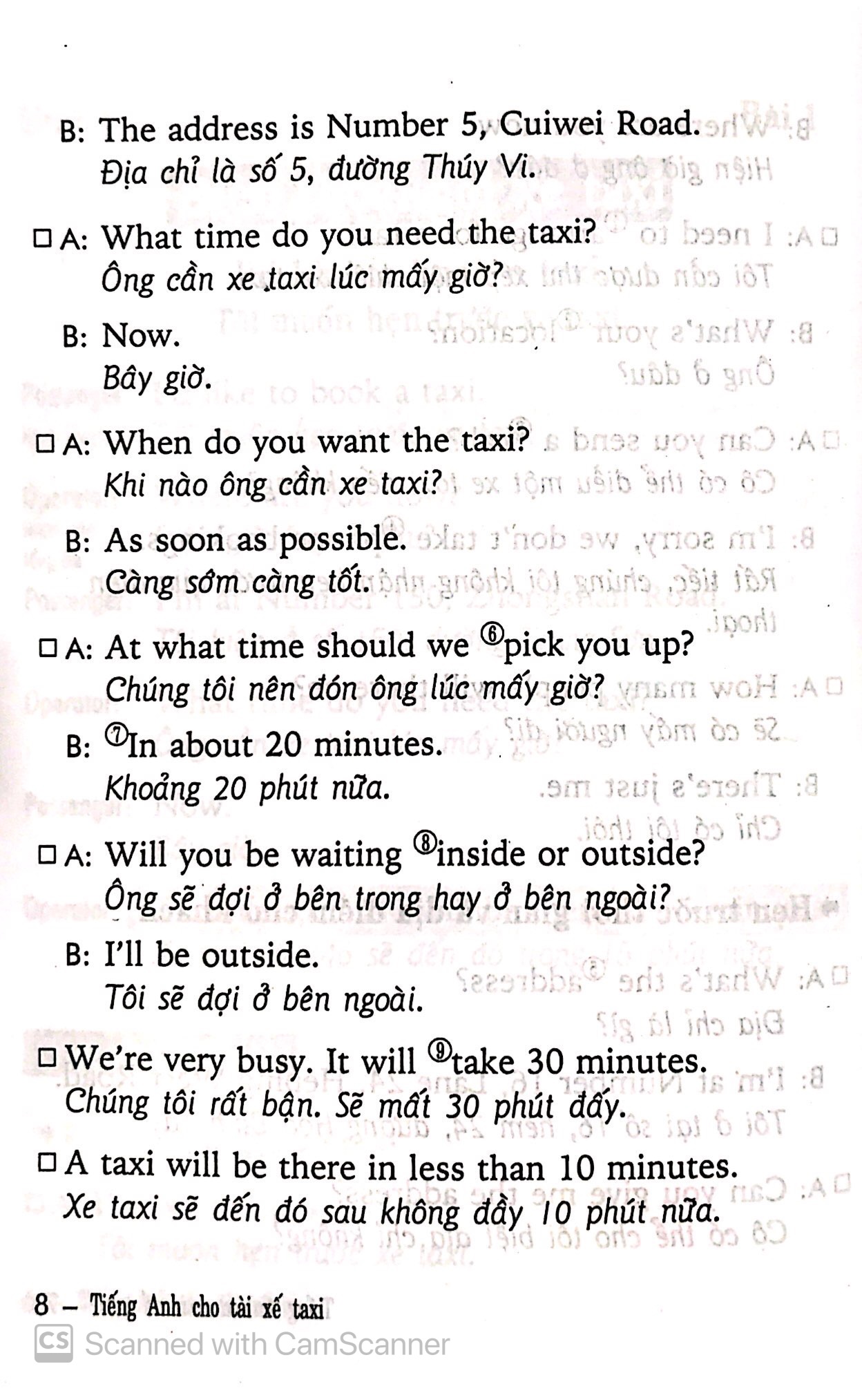 tiếng anh cho tài xế taxi