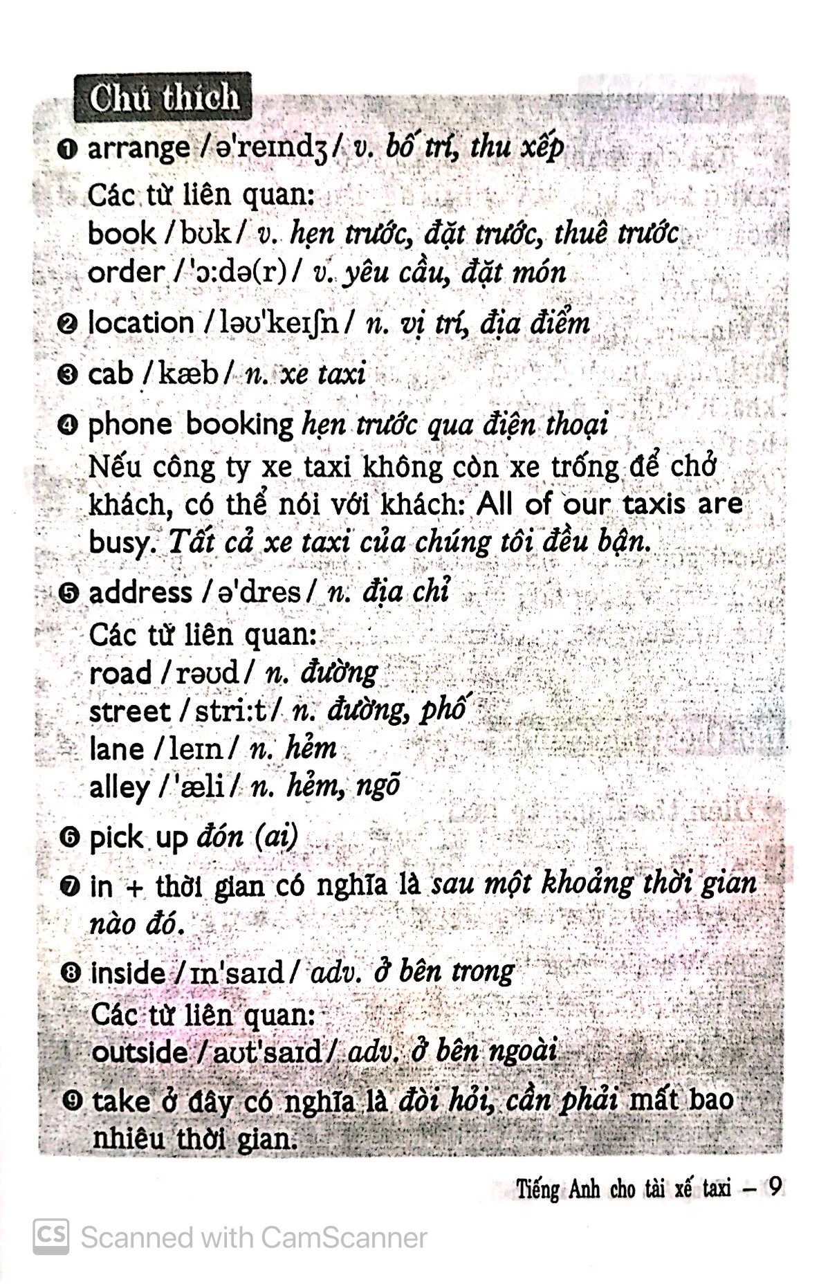 tiếng anh cho tài xế taxi