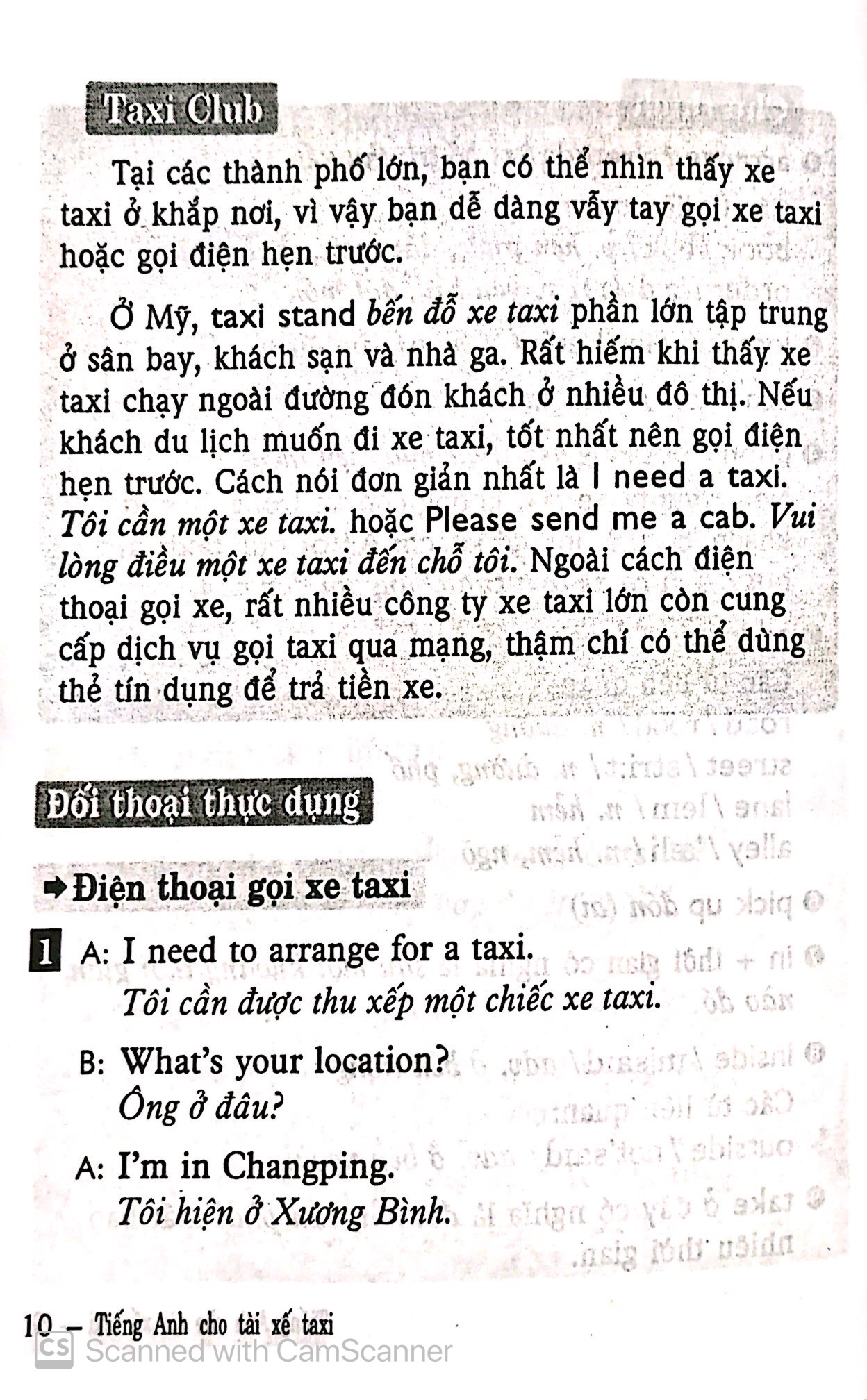 tiếng anh cho tài xế taxi